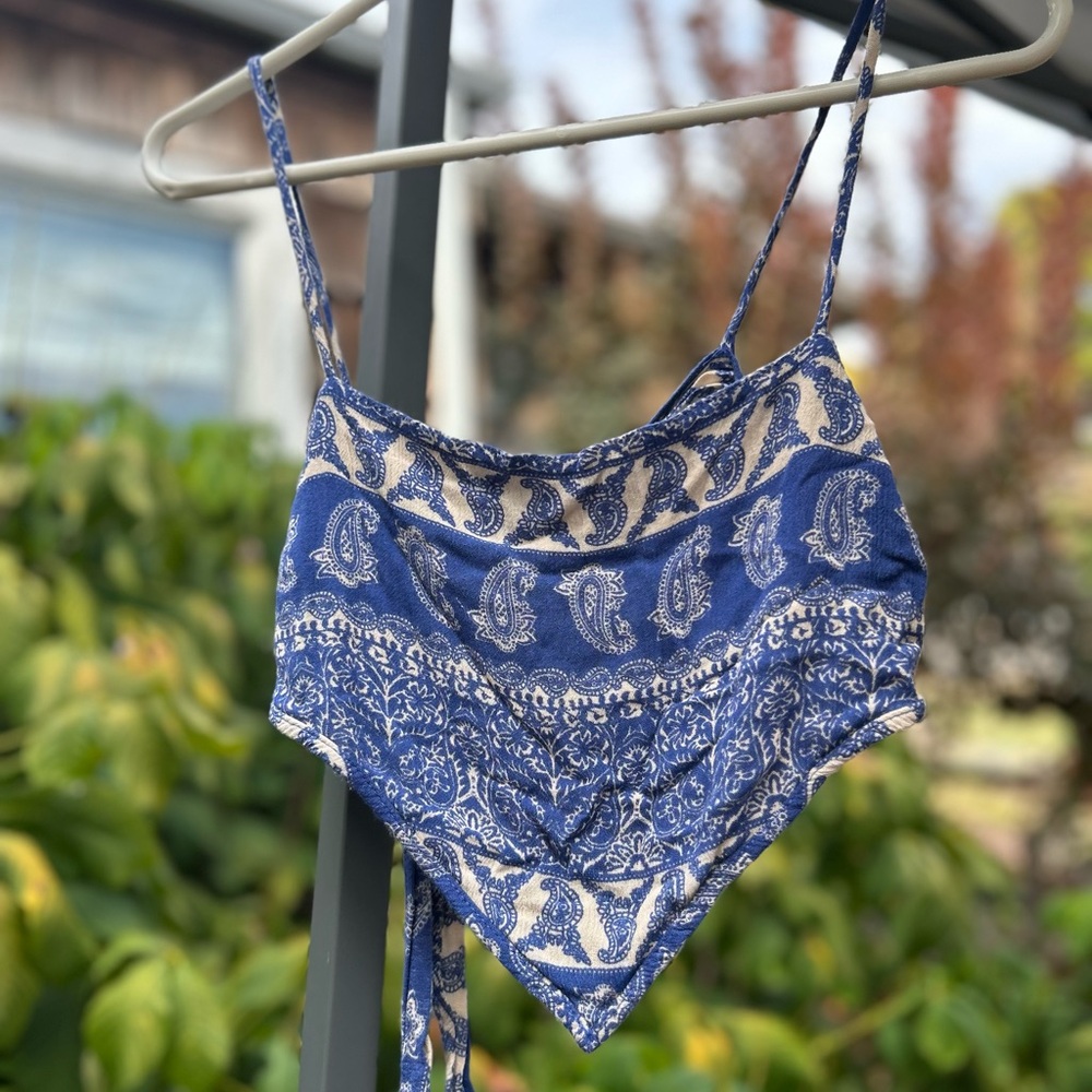 Blue and Cream Paisley Women's Camisole